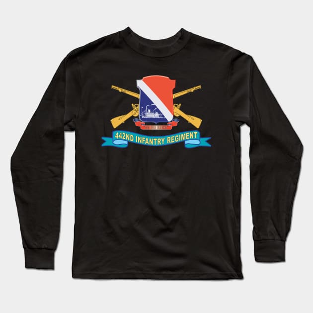 442nd Infantry Regiment w Br - SSI - Ribbon X 300 Long Sleeve T-Shirt by twix123844